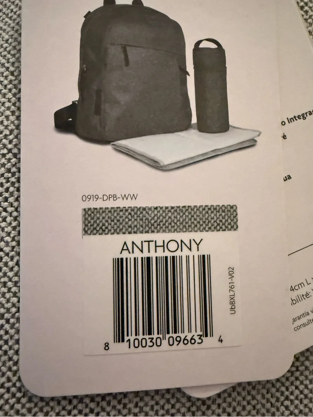 UPPAbaby Light Gray Baby Changing Backpack Diaper Bag NWT Brand New